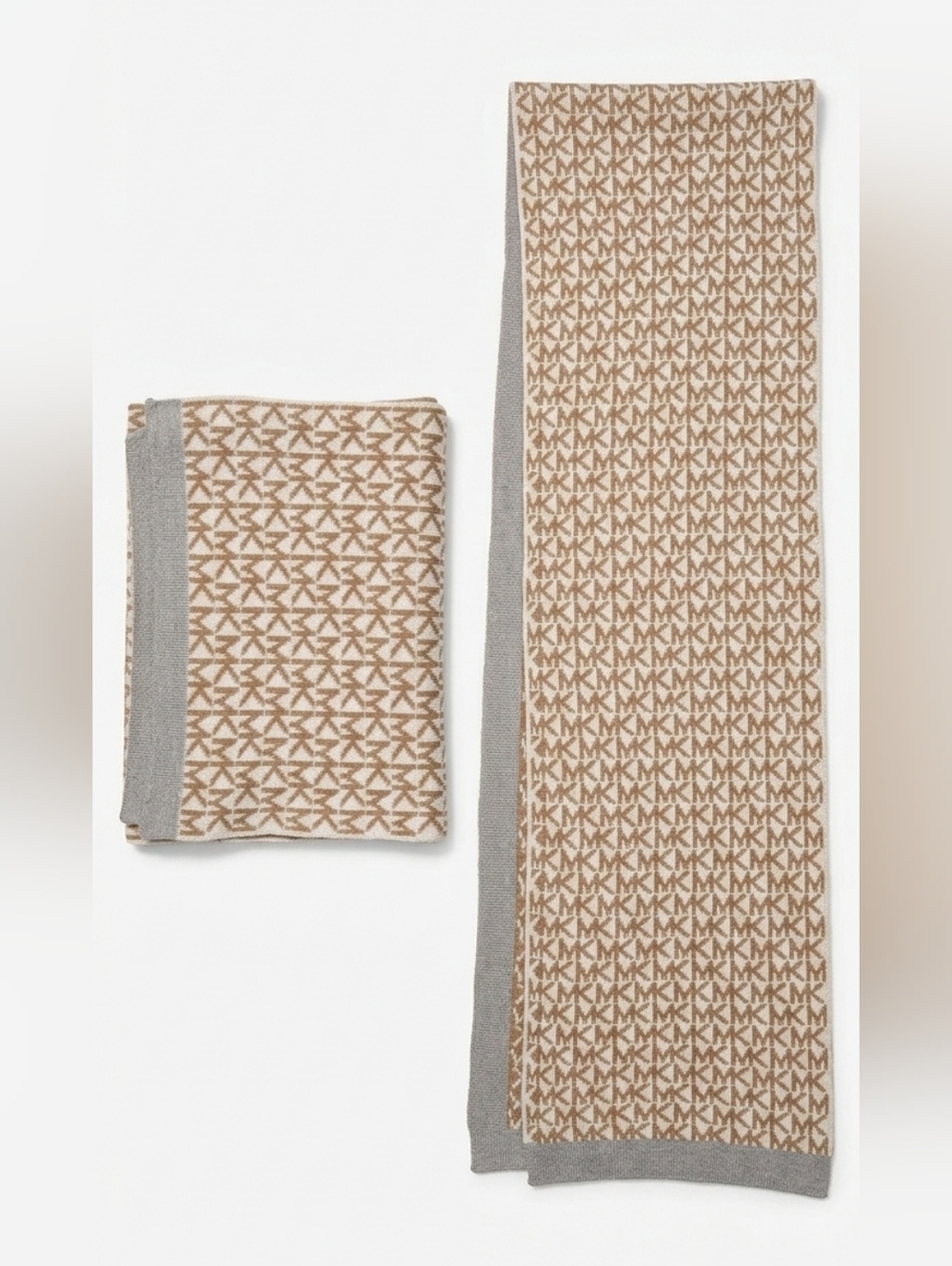 Michael Kors Reversible MK Monogram Scarf - Beige & Gray